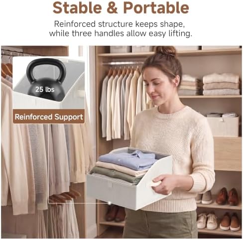 StorageWorks Closet Storage Bins Trapezoid, Mixing of Beige, Small, 3-Pack - Image 4