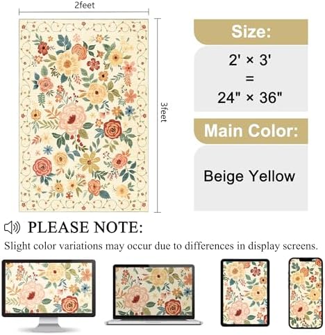 DUKINO 2x3 Entryway Rug, Door Mat Soft Washable Rug Non Slip, Beige Yellow - Image 2