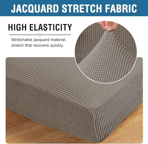 H.VERSAILTEX Super Stretch Individual Chaise Cover Sectional Couch Covers for L Shaped Sofa Both Left/Right Featuring Thick Jacquard Textured Twill Fabric (1 Piece Chaise Cover Large, Taupe) - Image 4