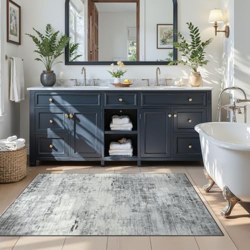 Toneed 3x5 Washable Non Slip Area Rugs for Bedroom Living Room, Grey - Image 5