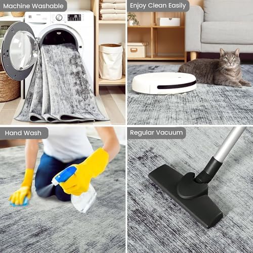 Toneed Washable 2x3 Grey Area Rug with Non-Slip Backing for Entryway - Image 6