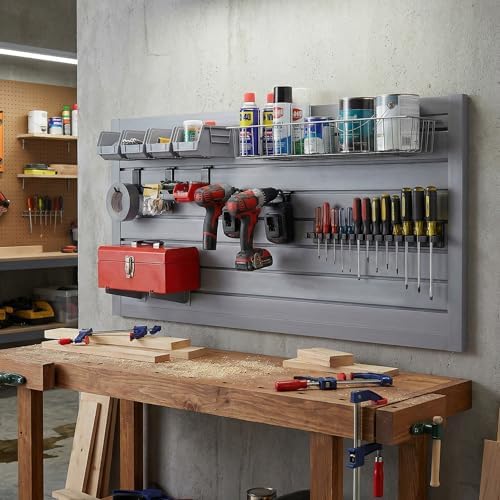 Slatwall Panel 4x2FT PVC Slat Wall Panels Garage Slat Wall Organizer Heavy Duty Slatwall Garage Storage Organization Tool for Garages, Sheds, and Homes - Image 2