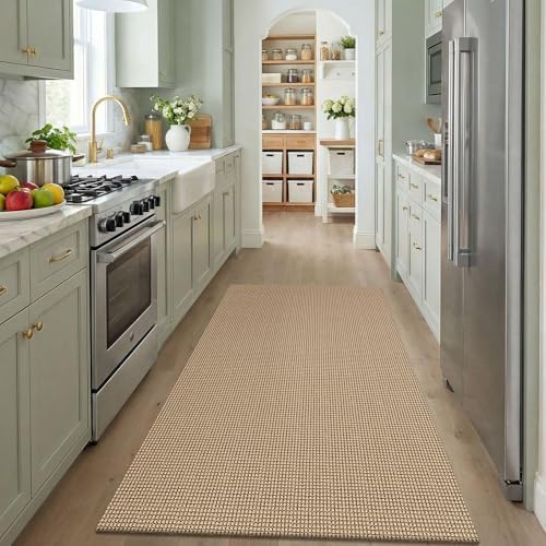 KOZYFLY Boho Washable 4x5 Entry Woven Area Rug, Braided Throw Rugs for Entryway, Non Slip Door Mat Indoor Entrance, Farmhouse Carpet for Foyer, Bedroom, Dining, Office, Orange Beige/Tan/Brown - Image 2