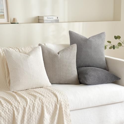MIULEE Neutral Decorative Pillow Covers 18x18 Inch Set of 4 Modern Grey - Image 2