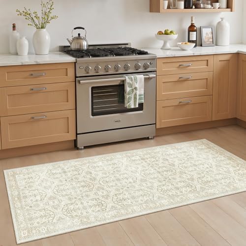 Soalmost Runner Rug 2x6 Washable Kitchen Hallway Runners Beige/Brown - Image 3