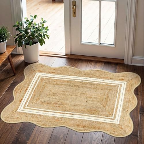 Front Door Rug - 2x3 Jute-Look Doormat Indoor Outdoor Entrance by Othilic