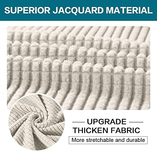 Turquoize 2 Piece Chair Covers for Living Room Armchair Couch Cover with Individual Cushion Covers Furniture Cover for Chairs Feature Jacquard Fabric (Chair, Ivory) - Image 3