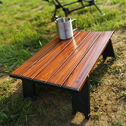 ROCK CLOUD Portable Beach Table Aluminum Ultralight Folding Camping Table, Wood Grain - Image 2