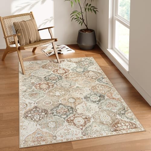 Lahome Moroccan Washable Small Rug, 3x5 Black Rugs for Bedroom Entryway by Lahome