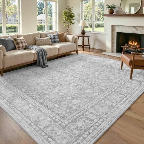 6x9 Ft Large Area Rugs for Living Room, Soft Non-Slip Machine Washable Rug, Vintage Stain Resistant Carpets for Bedroom Nursery Dining Room Home Decor (Grey) by Lo%CC%80utiRootHome