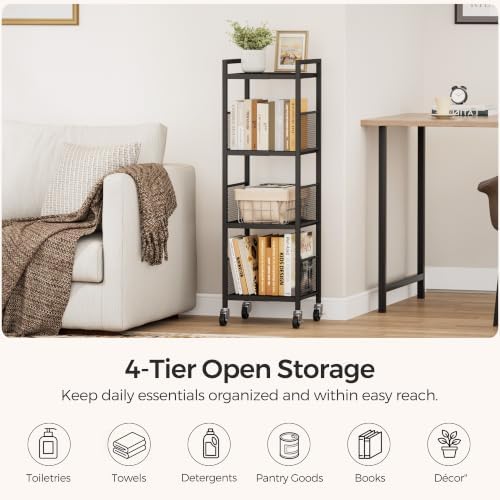 4-Tier Expandable Storage Shelving Unit,Slim Storage Cart,Metal - Image 4