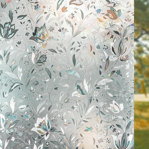 Window Privacy Film, Frosted Removable Glass Covering for Bathroom, Opaque Static Cling Heat Control Door Sticker for Home Office Living Room, Non-Adhesive Matte White (23.5" x 78.7") by typumpkin