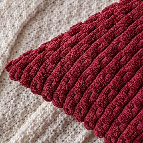 MIULEE Decorative Throw Pillow Covers 18x18 Burgundy Textured Corduroy - Image 2