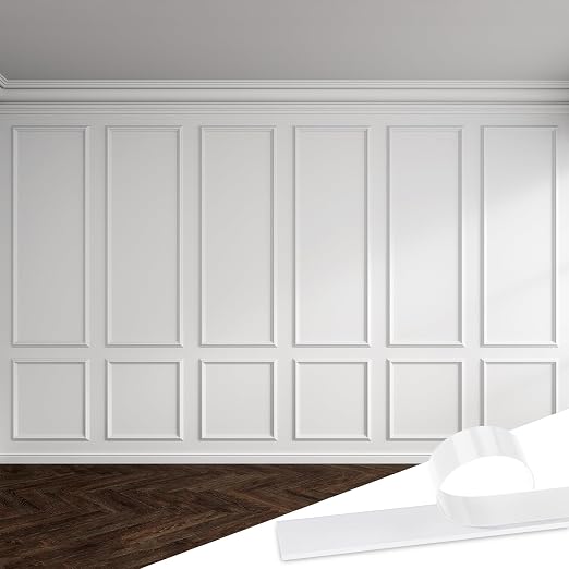Pangda 6set Peel and Stick Wall Molding Kit 3D Premade, 24x54in | Accent Wall Moulding Kit, Wainscoting Panel, for Interior Decor, Ready to Assemble, Peel and Stick, Wainscoting Accent Panel by Pangda