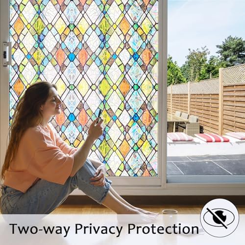 Stained Glass Window Film, 3D Colorful Static Cling 17.5" x 78.7 - Image 3