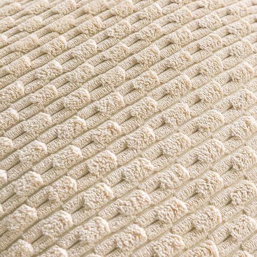 Set of 4 Beige Decorative Throw Pillow Covers 12x20 Inch Corduroy Pillow Covers for Bed Couch Sofa Living Room Soft Cushion Cases - Image 5