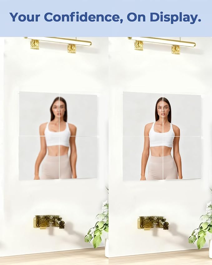 4 Pcs 16" x 16" Acrylic Flexible Mirror Sheets, Peel and Stick Mirror Tiles on Mirrors for Wall, Full Length Body Mirror for Home Gym, Bedroom, Door and Bathroom Decor - Image 6