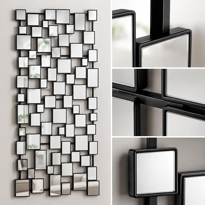 Large Modern Wall Mirror - 27.55"x55.1" Black Wall Mirrors Metal Framed Decorative Mirror for Entryway Bedroom Living Room Home Decor - Image 3
