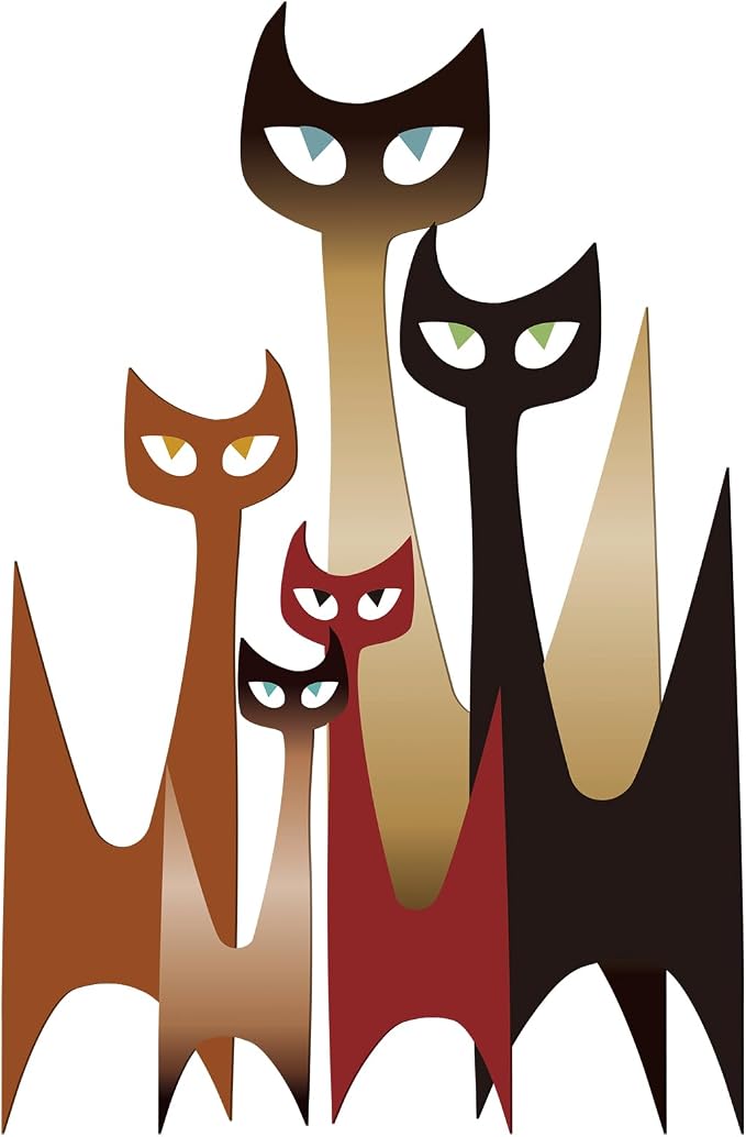 Wesiti Metal Cat Wall Art Decor Iron Sculpture Retro Mid Century | 5 Cat Silhouettes Design, Wall Decor for Cat Lovers Living Room Bedroom Office, 10.6 X 15.7 Inches Iron - Image 7