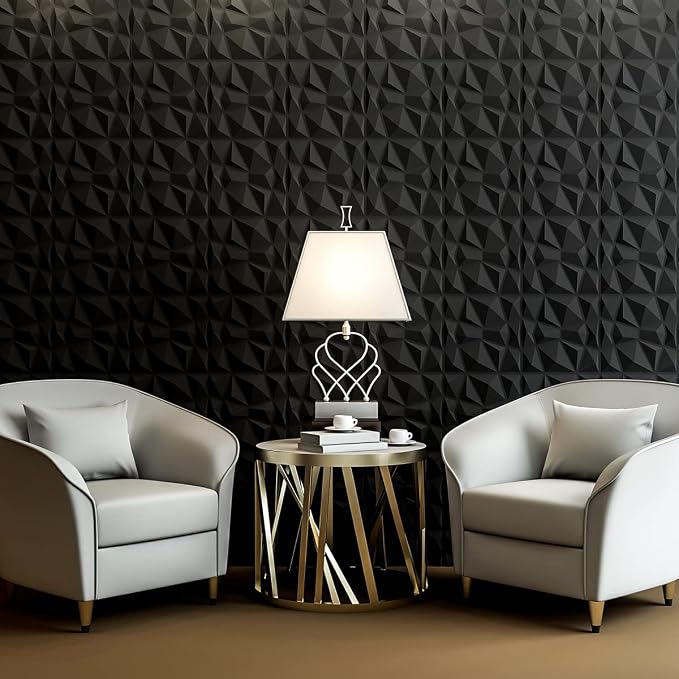Art3d Decorative 3D Wall Panels in Diamond Design, 12"x12" Matt Black for Home and Office Decor (33 Pack) - Image 2