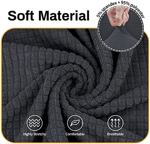 Asnomy Stretch Couch Covers Washable,loveseat Cover Slipcovers,Charcoal Ash - Image 3