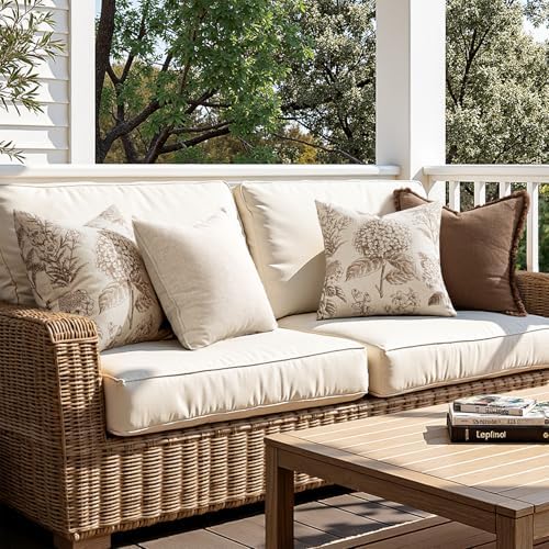 Set of 2 Decorative Floral Pillow Covers 18x18 Inch Light Brown - Image 5