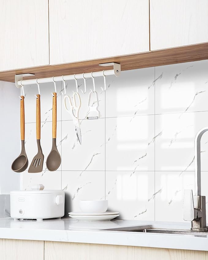 WADILE 40pcs Waterproof Peel and Stick Marble Wall Tiles, 11.8"x11.8" Self-Adhesive PVC Panels for Bathroom, Kitchen, and Living Room Cloud White (Not Real Tile) | Marble look, Self adhesive, PVC Panels, Lightweight Foam Wall Panels, Bathroom, Kitchen,... - Image 6