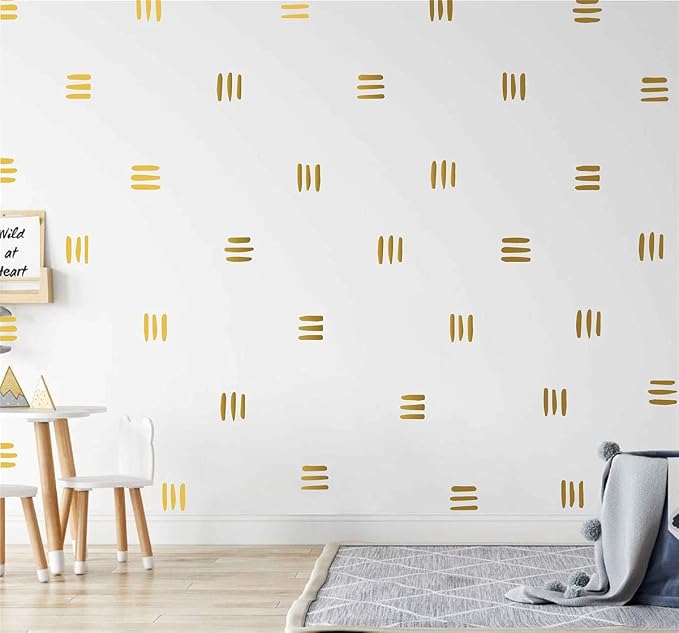 120Pcs Modern Line Wall Sticker Boho Nursery Decal (Gold) | Self Adhesive Vinyl, Removable Waterproof Murals, Minimalist Home Art, Ideal DIY Decor For Living Room YT5037 by YUHASIDE