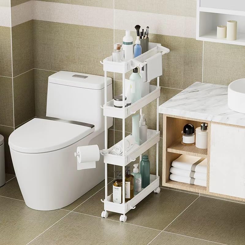 4 Tier Slim Storage Cart with Rolling Wheels (15.3" L x 4.7" W x 39.3" H) - Image 3