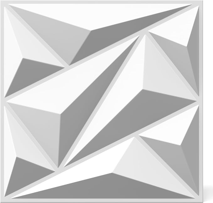 INMOZATA 3D Wall Panels, Diamond Textured PVC Accent Wall Panels | 33-Pack 12" x 12" PVC Decorative Wall Panels for Interior Wall Decor, TV Gaming Living Room, Bedroom Background, White - Image 9