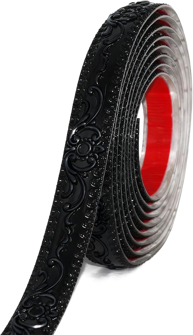 NeatiEase Flexible Molding Trim Wall Trim Self Adhesive, 16.4 Feet Peel and Stick Mirror Frame Border, Waterproof Bathroom Decor, Home Decor (Black) by NeatiEase