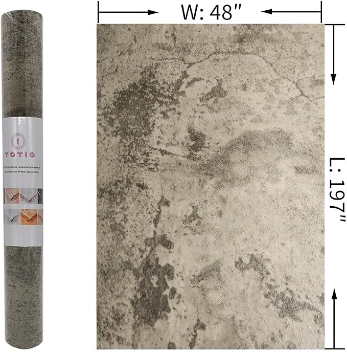 48x197in Extra Wide Grey Concrete Contact Paper Peel and Stick 3D Cement Look Wallpaper Matte Thicken Adhesive Waterproof Vinyl Wall Sticker for Bedroom Living Room Retro Industrial Style Earthy Grey - Image 7