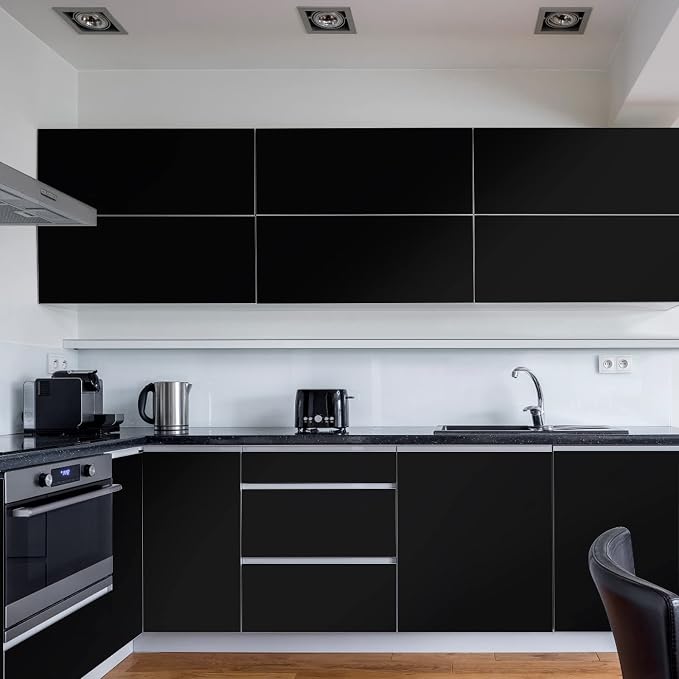 practicalWs Peel and Stick Wallpaper 23.6" x 118" Black Wallpaper | Self Adhesive Removable Vinyl Film Stick Paper Easy to Apply Contact Paper Wall Coverings Shelf Home Decorative Liner Table - Image 6