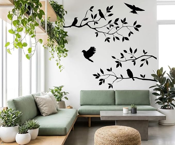 Picniva Birds and Blossoms Vinyl Wall Decal - 16" x 24" Removable Floral Bird Wall Stickers, Peel and Stick DIY Wall Art Decor for Living Room, Bedroom, and Nursery - Image 3