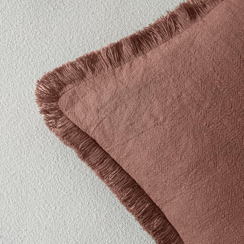 MIULEE Linen Fringe Decorative Fall Throw Pillow Covers Autumn Glaze 18x18 - Image 5