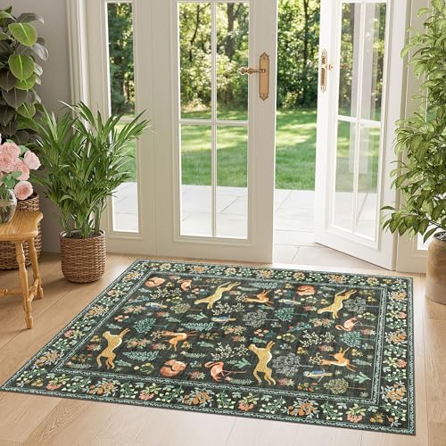 DUKINO 3x4 Rug, Washable Animal Area Rug for Entryway Non Slip, Black by DUKINO