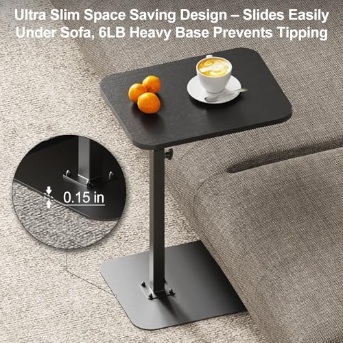 Side Table Sofa Tray for Couch Heavy Metal Base Swivel/Adjustable Height - Image 3