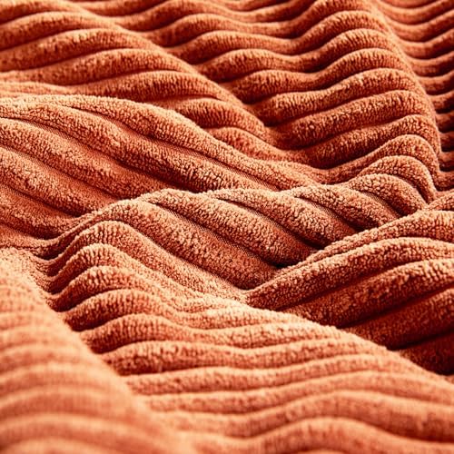 Fancy Homi Set of 2 Burnt Orange Lumbar Decorative Throw Pillow Covers 16x32 Inch for Living Room Couch Bed, Boho Farmhouse Fall Home Decor, Soft Corduroy Corss Patchwork Cushion Case 40x80 cm - Image 5