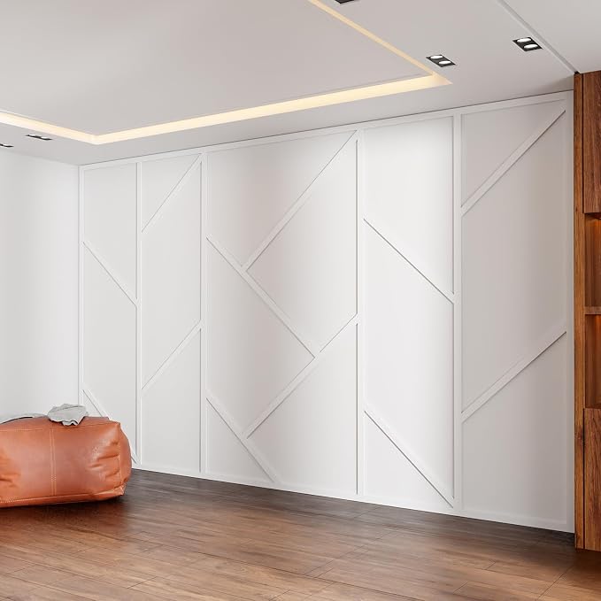 Pangda Peel and Stick Wall Molding Kit,Asymmetric Style | Wall Molding Kit, Living Area Decor, Premade Wainscoting Panels Accent Panel for Home, Office, Hallway, Dining Room - Image 3