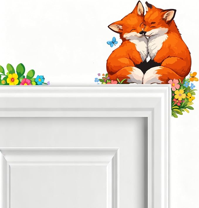 PLIGREAT 21 Pcs Cute Fox Wall Stickers, Cartoon Animal Wall Decals for Door Peel and Stick Vinyl Fox Switch Stickers for Nursery Bedroom Living Room Bathroom Home Door Corner Decor by PLIGREAT