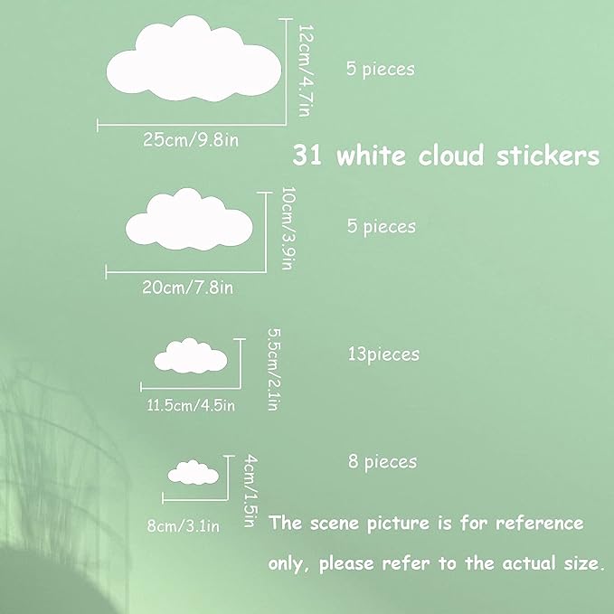 Big Clouds Wall Decals Removable DIY Large Vinyl Sticker | Self Adhesive Wallpaper, Living Room Nursery Children Baby Kids Boys Girls Bedroom, Home Art Mural Decor - Image 3