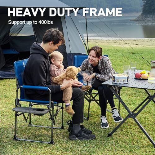 EVER ADVANCED Camping Directors' Chair with Side Table, Portable Folding with Compact Size, Heavy Duty Lawn Chair with Pocket for Camping, Lawn, Sports and Fishing, 400lbs, Blue - Image 4