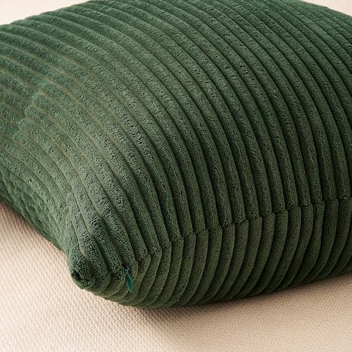 Topfinel Striped Pillow Covers 20x20 Boho Farmhouse Green Rust Set of 4 Mordern Nordic Soft Corduroy Cushion Covers Fall Home Decor for Couch Bed Sofa Living Room Forest Green - Image 6