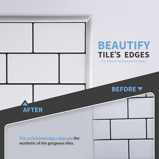 Art3d 10 ft Peel and Stick Flexible Molding Trim for Wall Tile Edge, Silver - Image 2