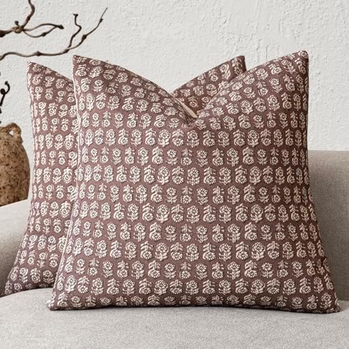 Foindtower Decorative Floral Print Throw Pillow Covers 18×18 Inch,Wine Red by Foindtower