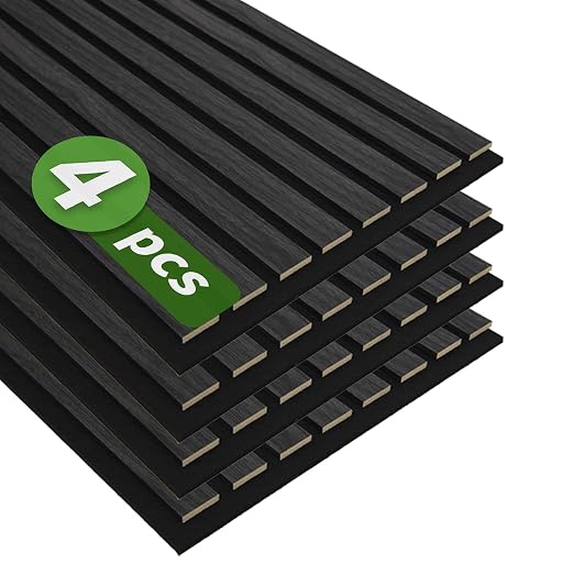 Art3d 4-Pack 12" x 24" Soundproof Wood Slat Panels, 8 sq.ft Acoustic Wall Panels, 3D Wall Panels with Wood Slat Design, Decorative Wood Wall Panel for Accent Walls-Grey Oak by Art3d