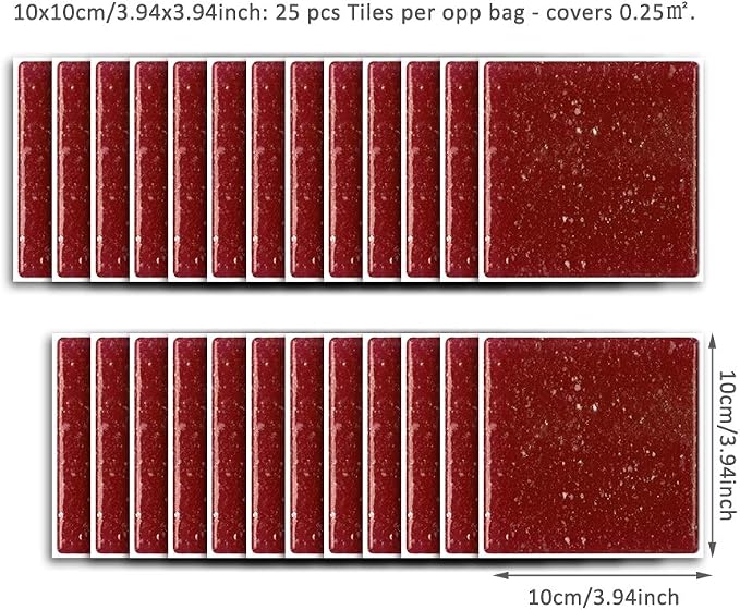 Alwayspon 25 Pcs Self-Adhesive Peel and Stick Tile Decal, Water-Proof Backsplash Wall Tile Sticker for Kitchen Bathroom, 4x4inch - Image 6