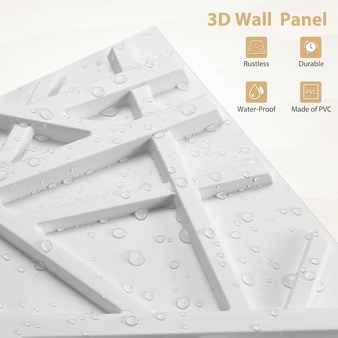 Heikki 30 Pack 3D Wall Panel for Interior Wall Décor, PVC Flower Textured Wall Panels for Living Room Bedroom Hotel Office, 11.8"x11.8", Double-Sided Tape (White-SZ) - Image 2