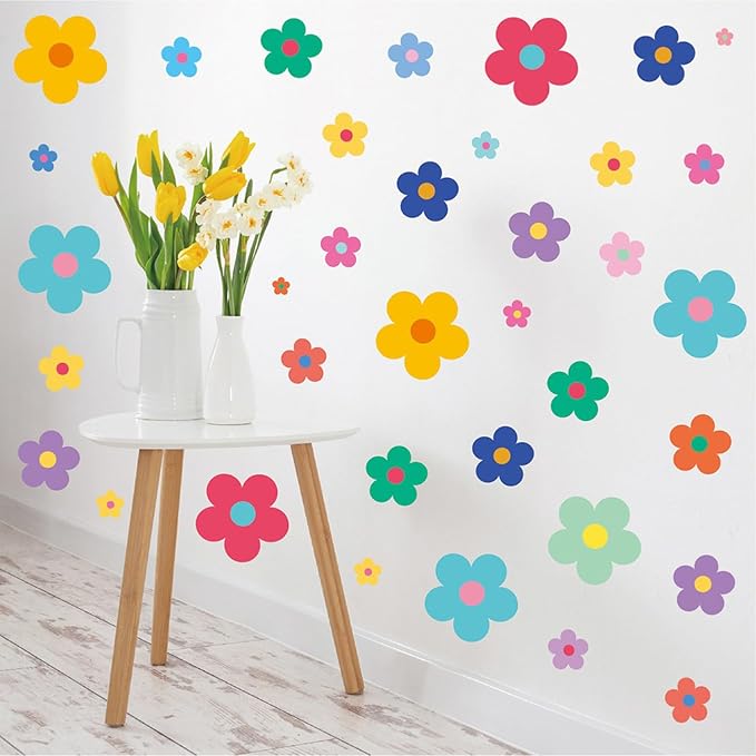 Arawat 9 Sheets Wall Stickers & Murals for Bedroom Living Room Bathroom Kitchen Flower Wall Decals Peel and Stick Floral Wall Decals Art Decor for Walls Boho Decorative Wall Stickers by ARAWAT