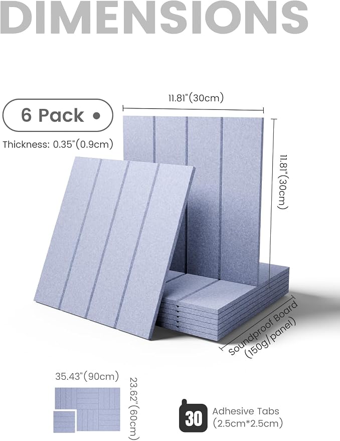Fluxynara 36" x 24" Large Felt Bulletin Board, Soft Periwinkle | 6 Pack Cork Board Alternative with 30 Safe Adhesive Tabs, Pin Boards for Wall Decor, Home, Office, Classroom,Dorm - Image 2